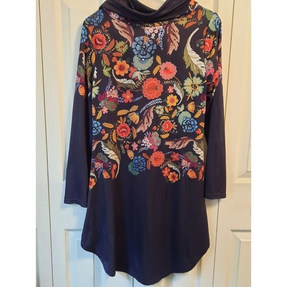 Azalea by Firmiana Women's Brown Floral Flowers Cowlneck Dress Sz. S - Picture 2 of 8